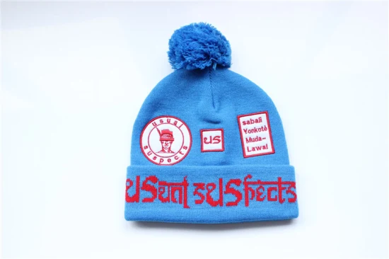 Bobble 100% acrylique personnalisé, Sport d'hiver, Football, tricot Jacquard, bonnet tricoté