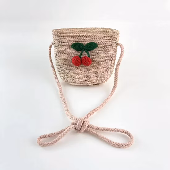 Commerce de gros enfants enfants fille ensemble papier paille concepteur logo personnalisé chapeau sac à main