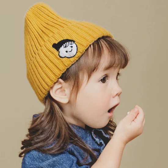 Bonnet d'hiver en laine pour enfants, bonnet tricoté pour enfants